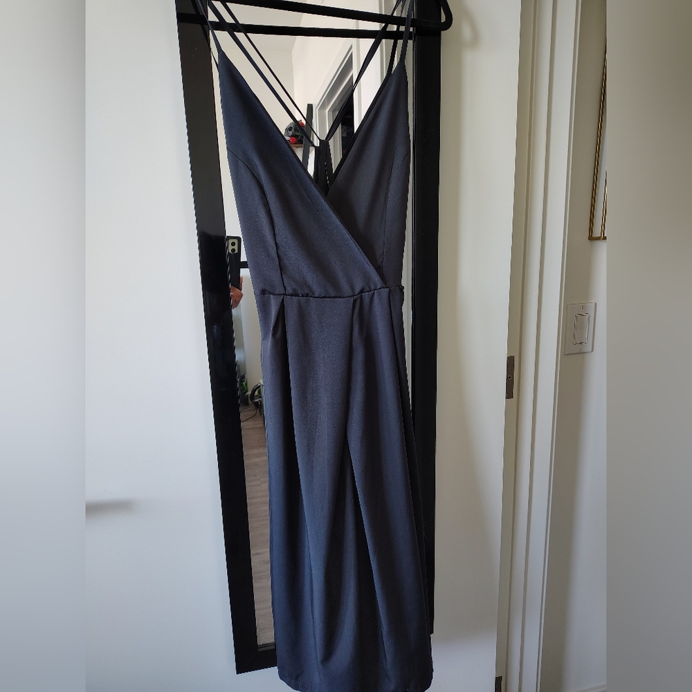 Sleeveless Backless V-Neck Black Jumpsuit with Strappy Back L NWOT Jumper Romper